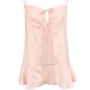 TIE FRONT CHIFFON BABYDOLL CAMISOLE - BABY PINK